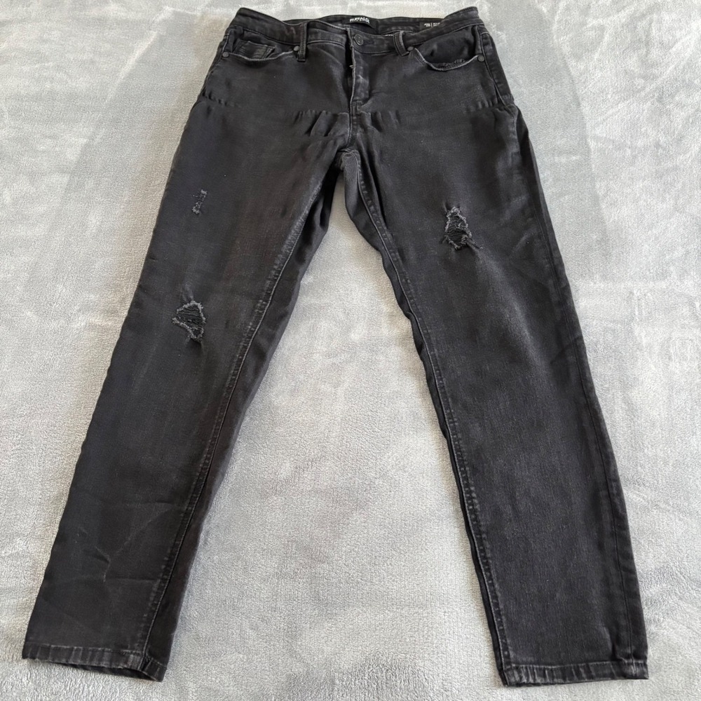 Buffalo David‎ Bitton Jess Mid Rise Distressed Black Wash Denim Women's Jeans 8